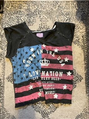 USA flag studded muscle tee